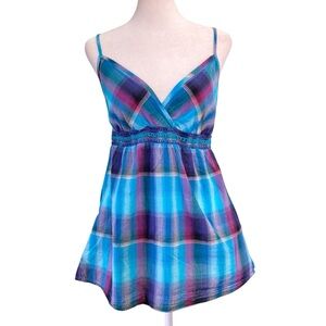 Maurices Blue and Purple Plaid Tank Top